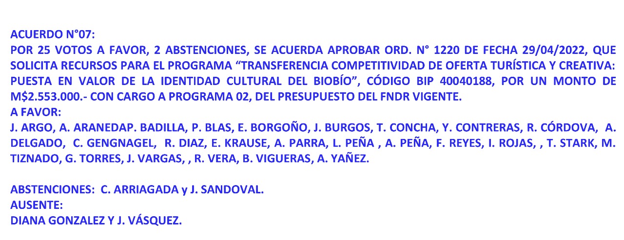 Votacion CORE Biobio - Javier Sandoval Ojeda